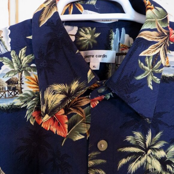 Pierre Cardin Hawaiin Tropical Button-Down SS Shirt Size XL - Picture 3 of 5